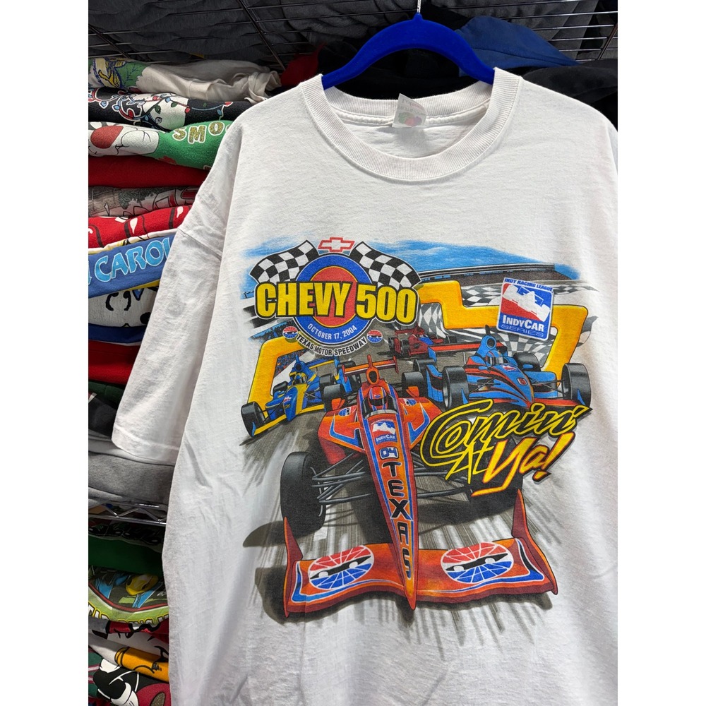 Vintage 2004 Chevy 500 Texas Motor Speedway IndyCar Series White T-Shirt Mens XL